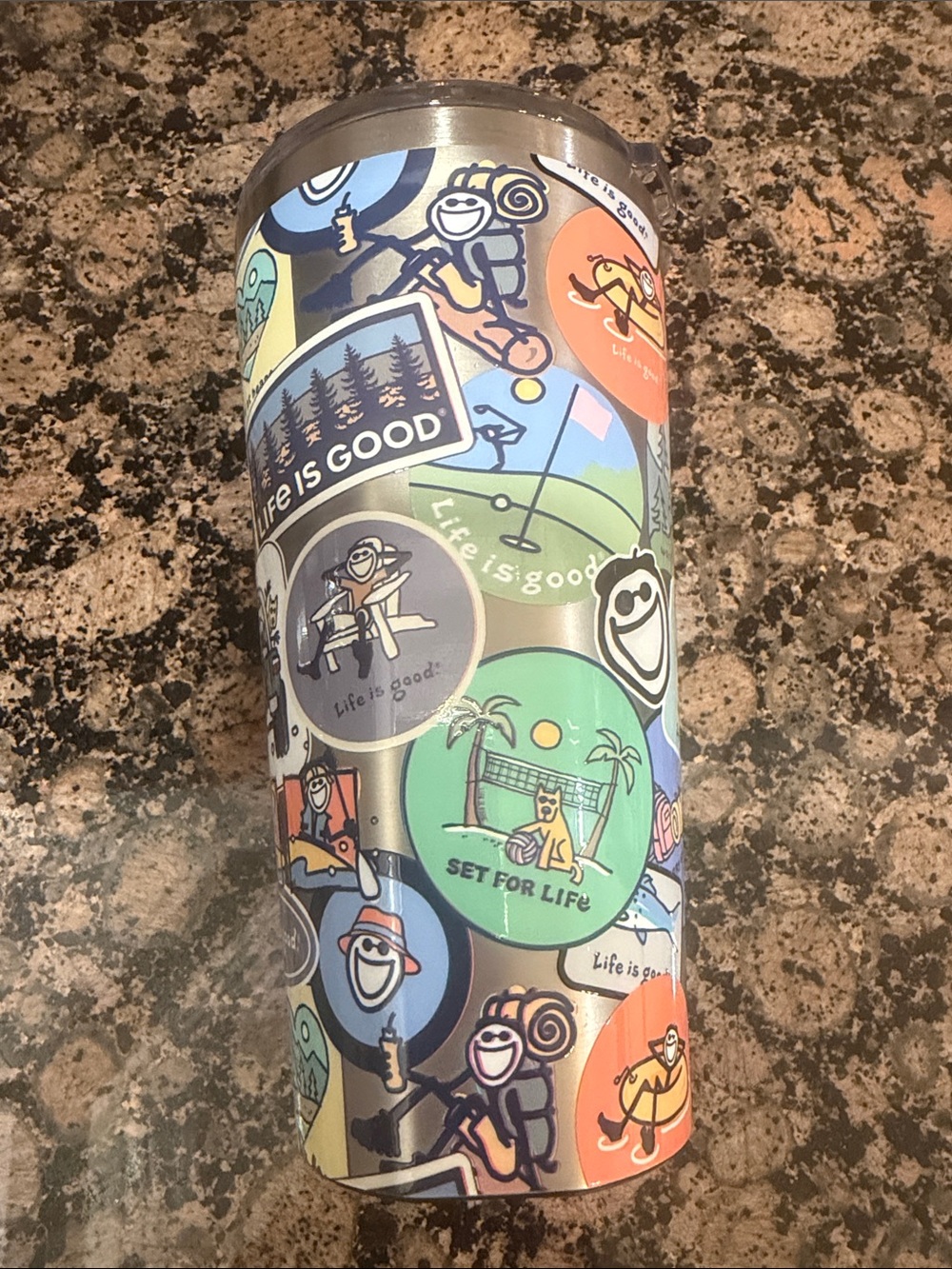 Life Is Good Multicolor Badge Tumbler